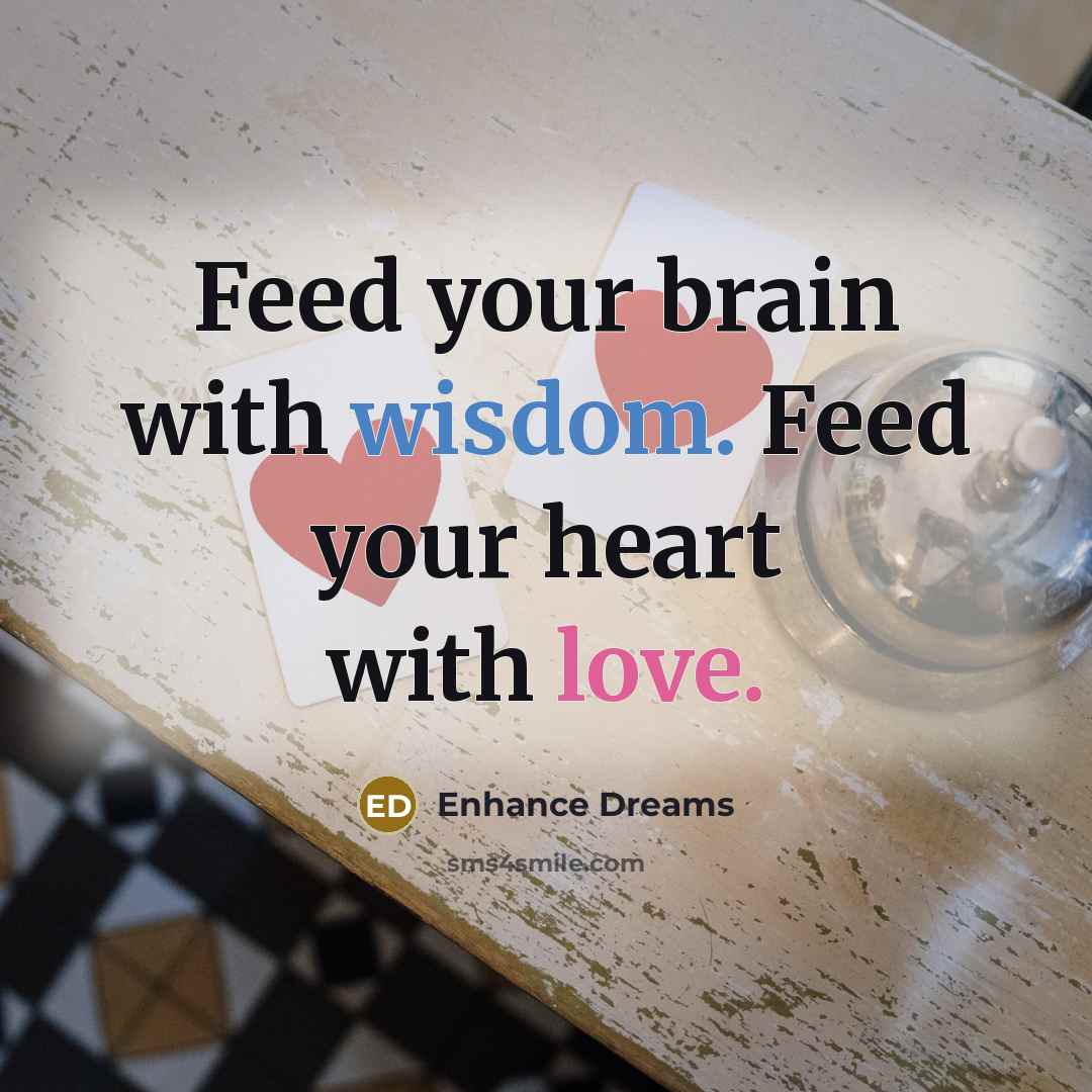 “Feed your brain with wisdom. Feed your heart with love.…” quote by Enhance Dreams