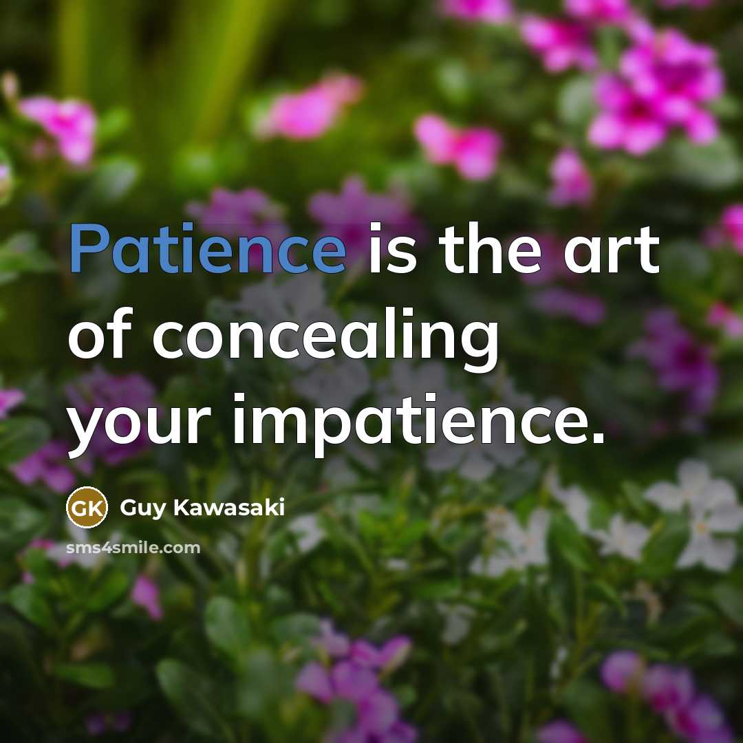 “Patience is the art of concealing your impatience.…” quote by Guy Kawasaki