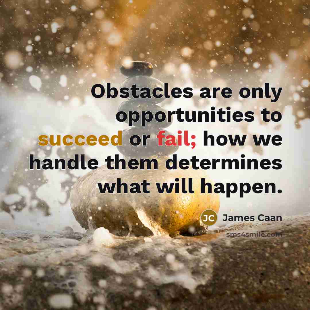 “Obstacles are only opportunities to succeed or fail; how we…” quote by James Caan