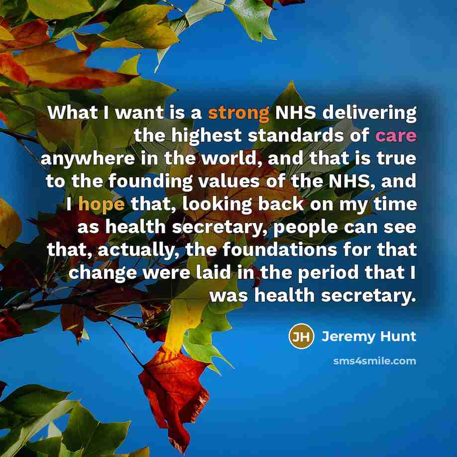 “What I want is a strong NHS delivering the highest…” quote by Jeremy Hunt