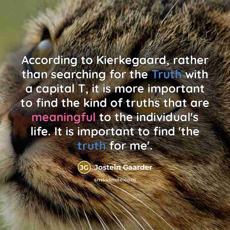 “According to Kierkegaard, rather than searching for the Truth with…” quote by Jostein Gaarder