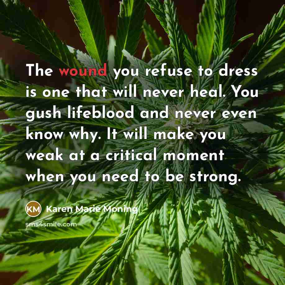 “The wound you refuse to dress is one that will…” quote by Karen Marie Moning