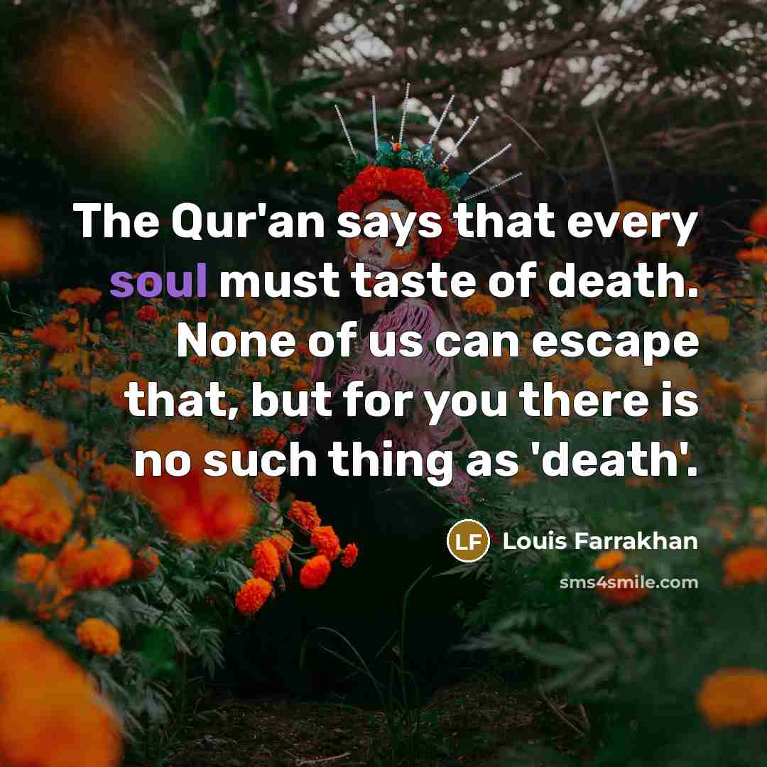 “The Qur'an says that every soul must taste of death.…” quote by Louis Farrakhan