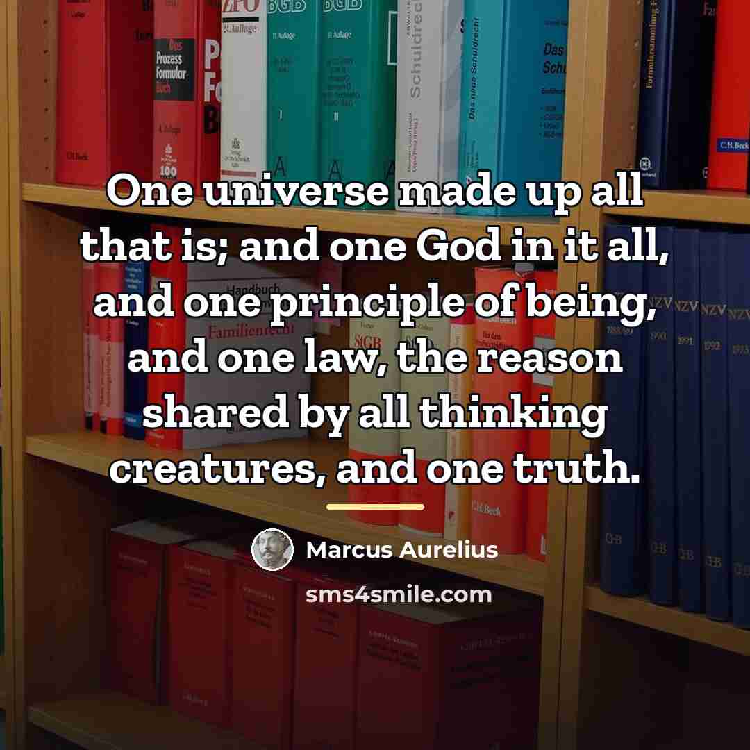 “One universe made up all that is; and one God…” quote by Marcus Aurelius
