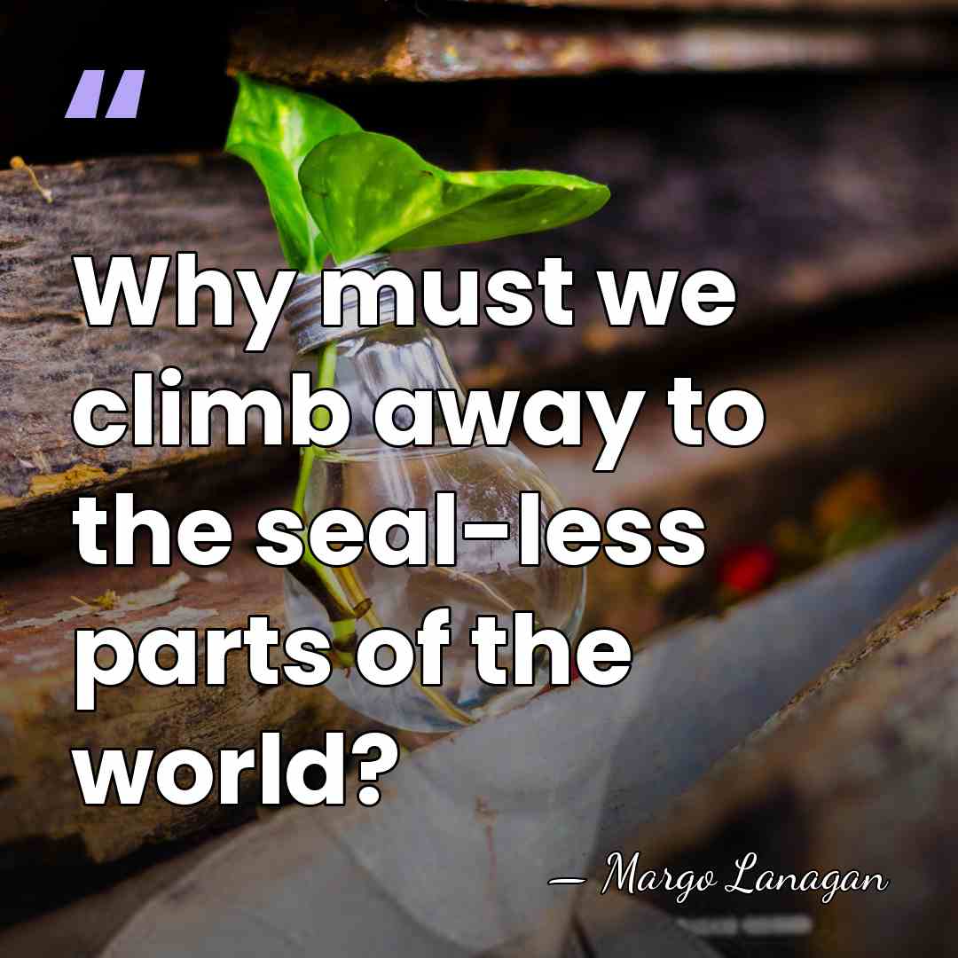 Why must we climb away to the seal-less parts of the world? - Margo Lanagan
