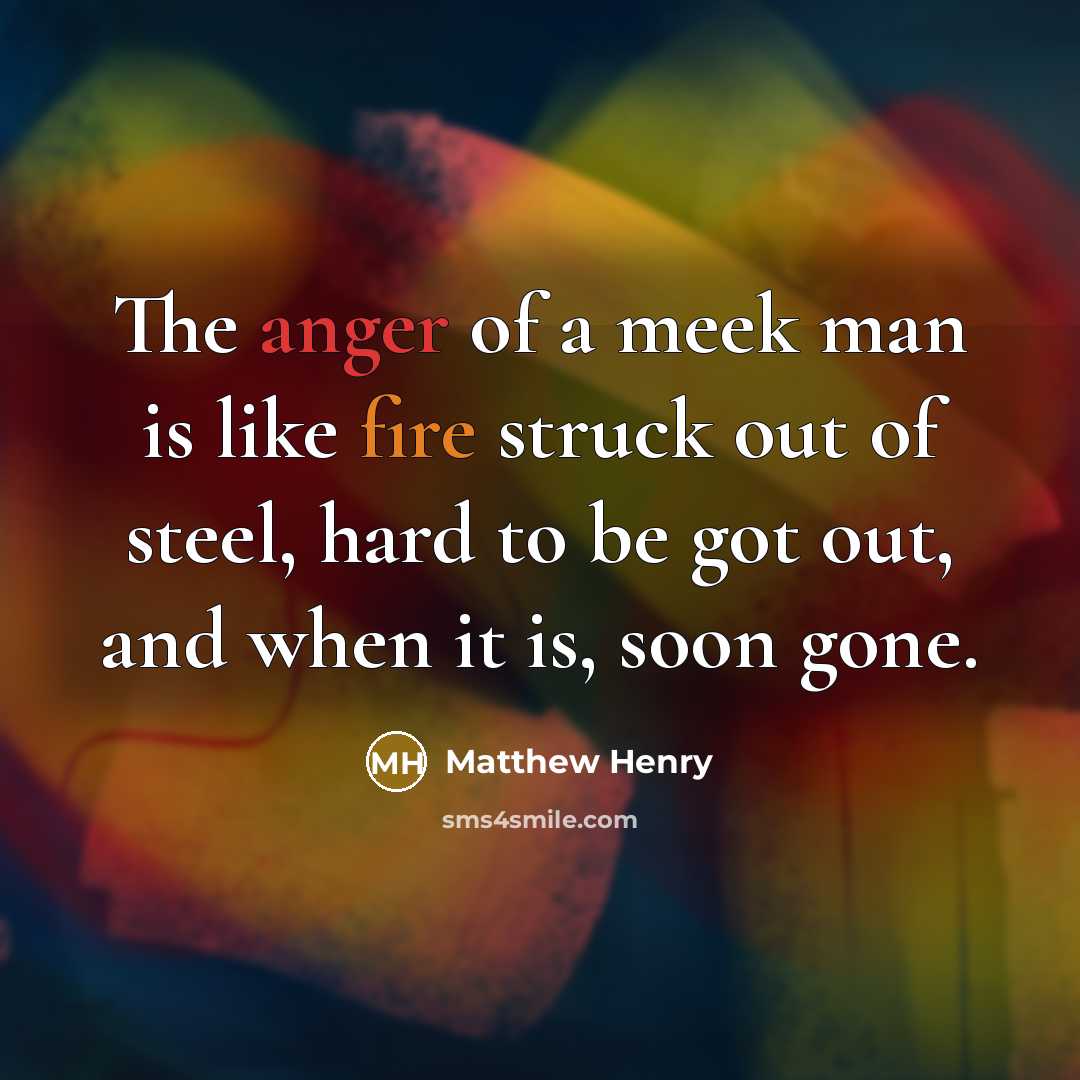 “The anger of a meek man is like fire struck…” quote by Matthew Henry