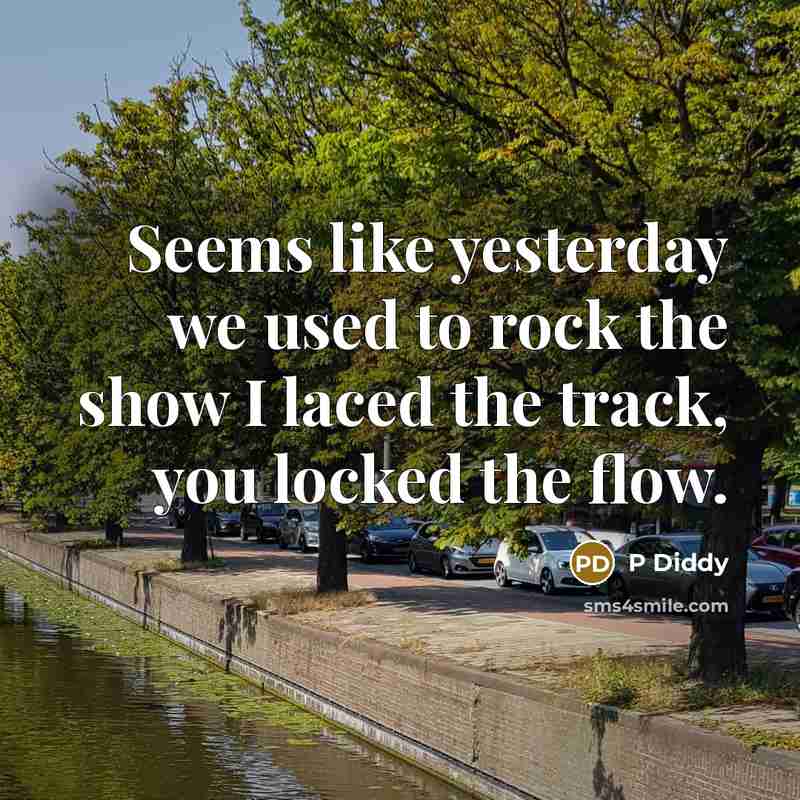 “Seems like yesterday we used to rock the show I laced the track, you locked the flow.” quote by P Diddy