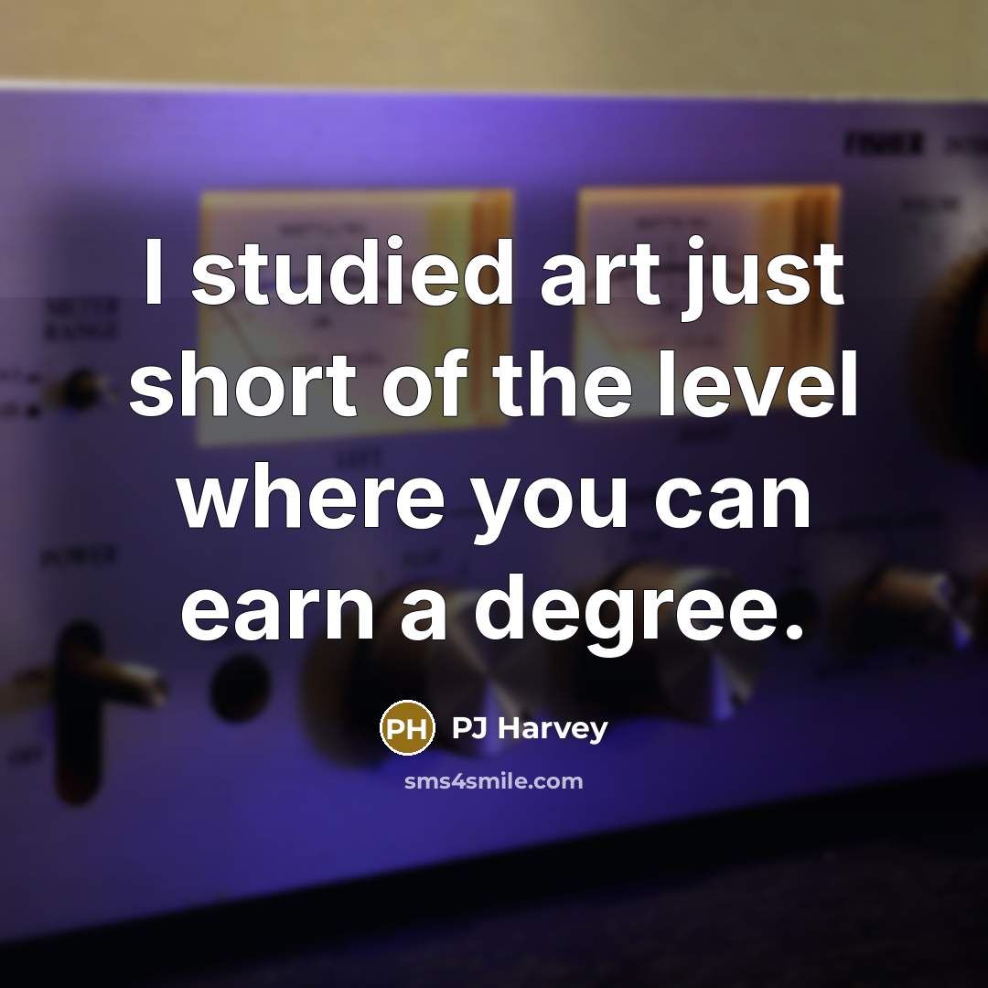 “I studied art just short of the level where you…” quote by PJ Harvey