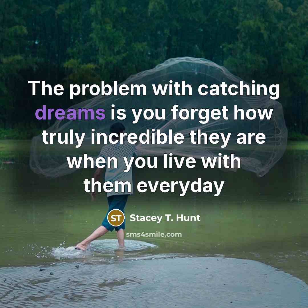 “The problem with catching dreams is you forget how truly…” quote by Stacey T. Hunt