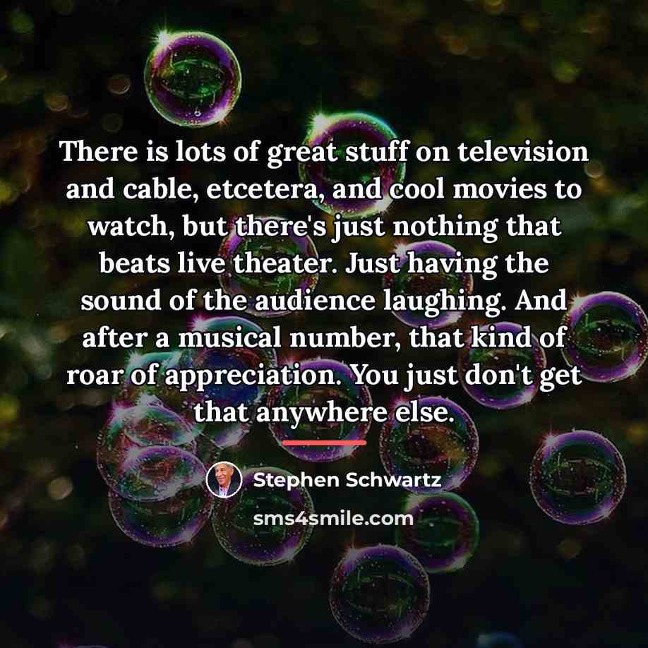 “There is lots of great stuff on television and cable,…” quote by Stephen Schwartz