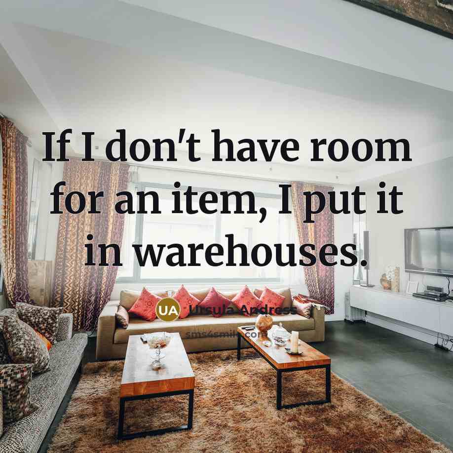 “If I don't have room for an item, I put it in warehouses.” quote by Ursula Andress