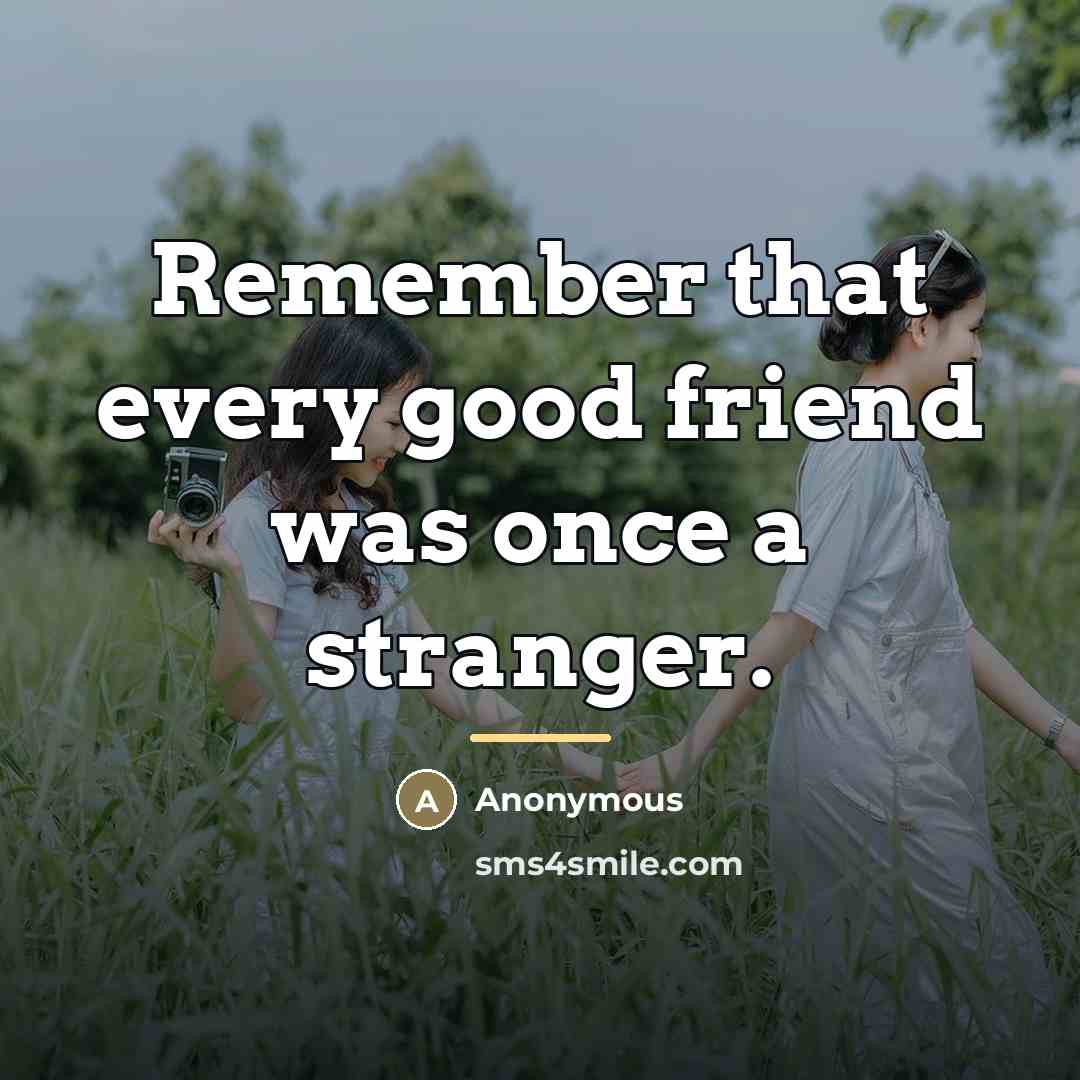 “Remember that every good friend was once a stranger.…” quote by Anonymous