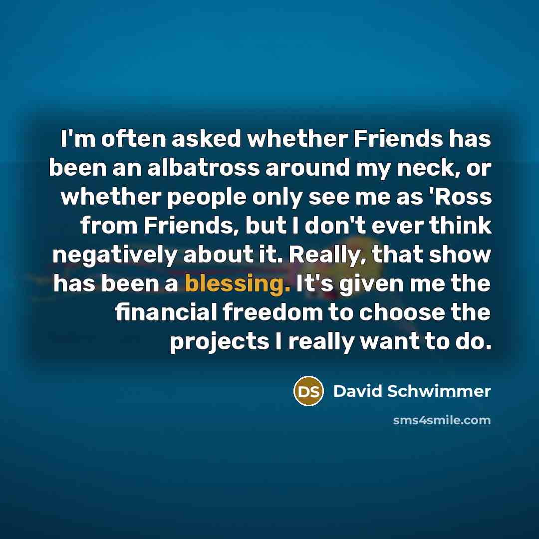 “I'm often asked whether Friends has been an albatross around…” quote by David Schwimmer