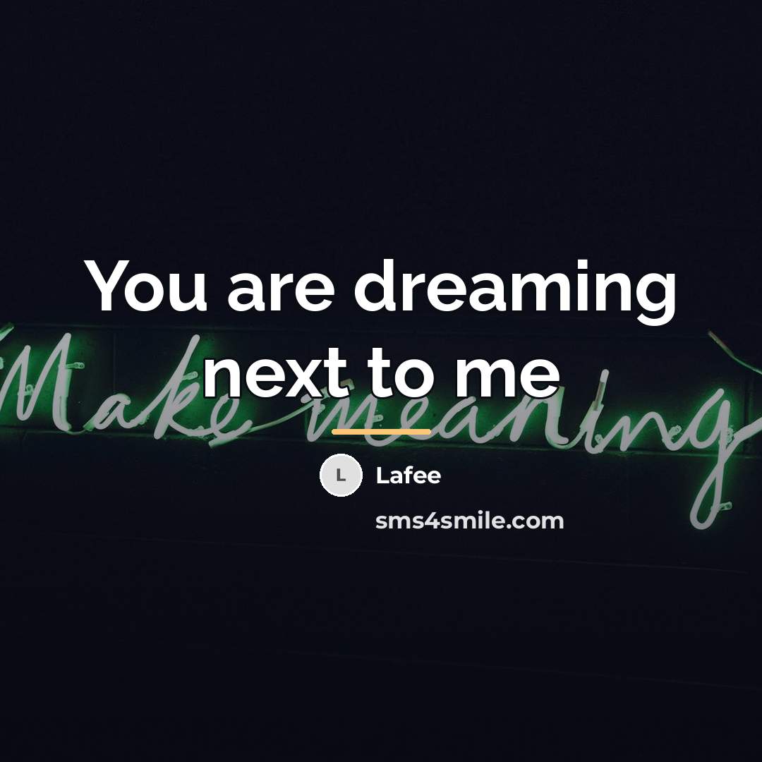 “You are dreaming next to me…” quote by Lafee