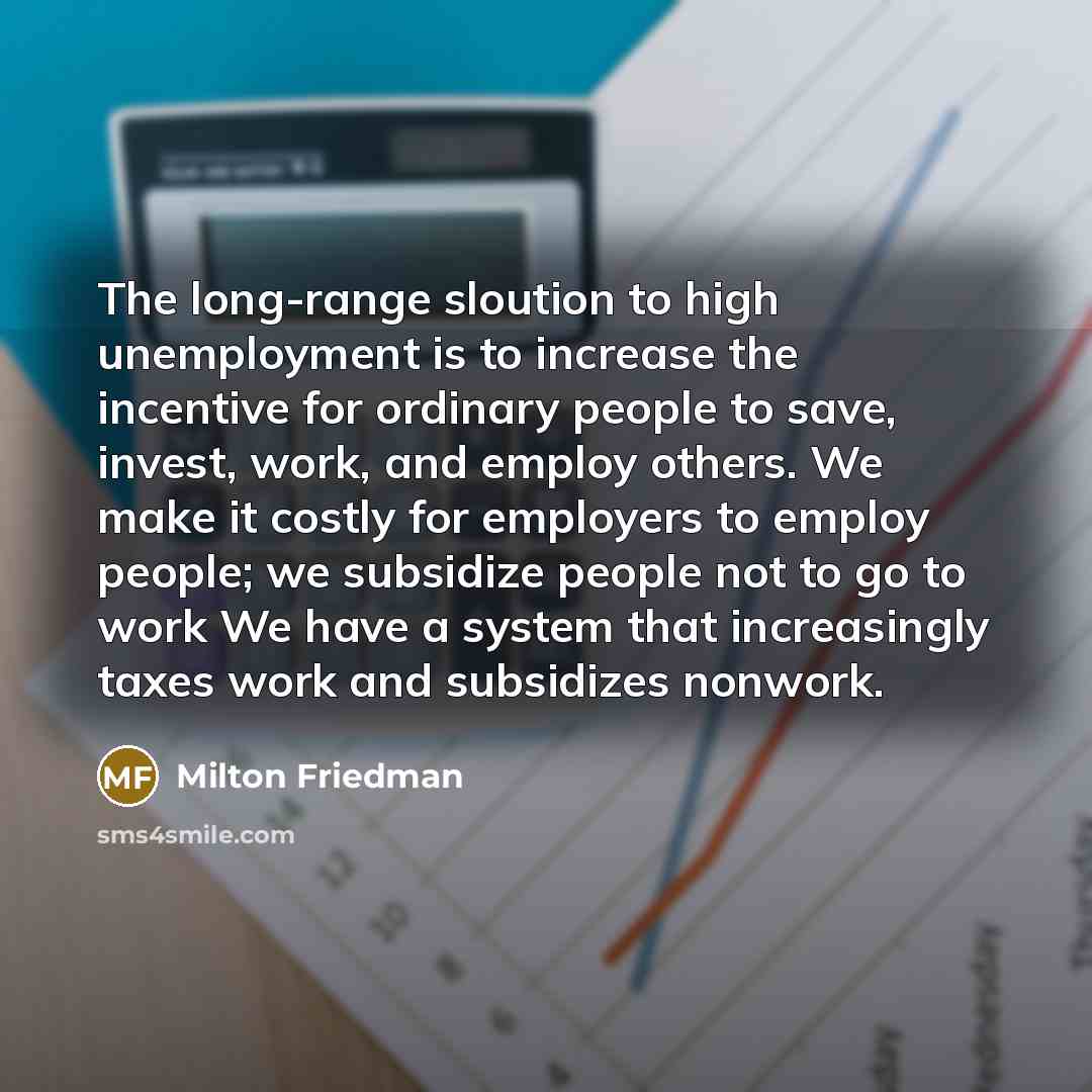 “The long-range sloution to high unemployment is to increase the…” quote by Milton Friedman