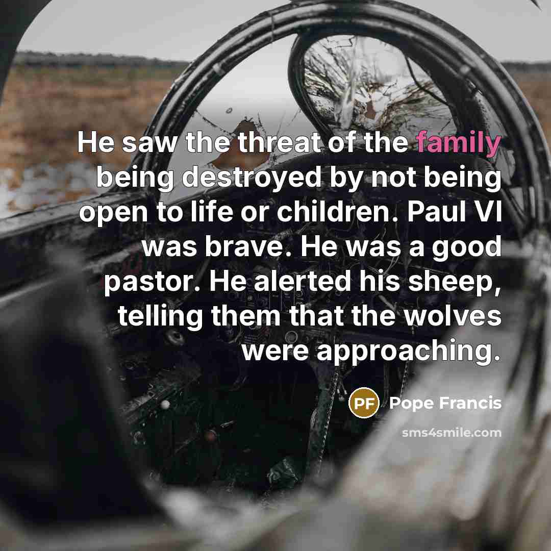 “He saw the threat of the family being destroyed by…” quote by Pope Francis