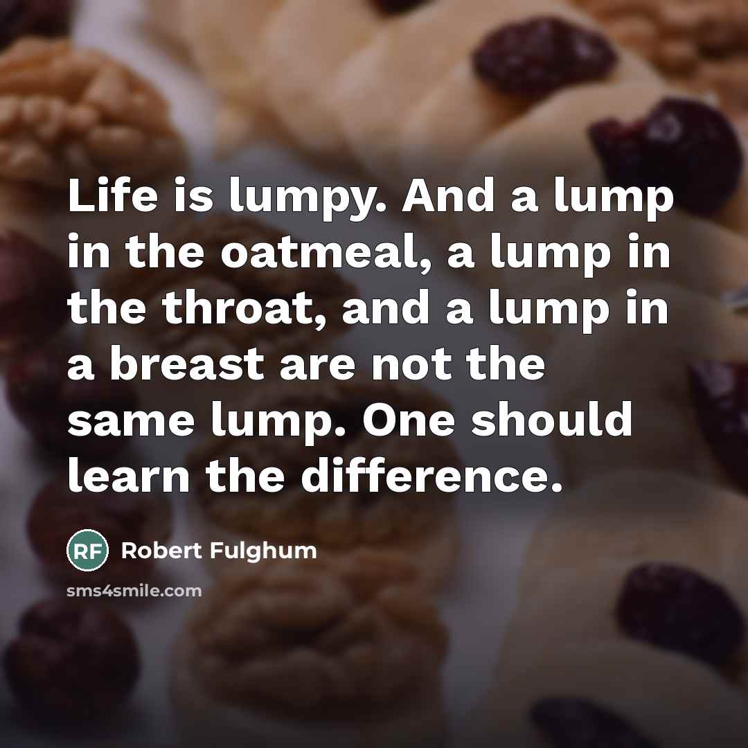 “Life is lumpy. And a lump in the oatmeal, a…” quote by Robert Fulghum