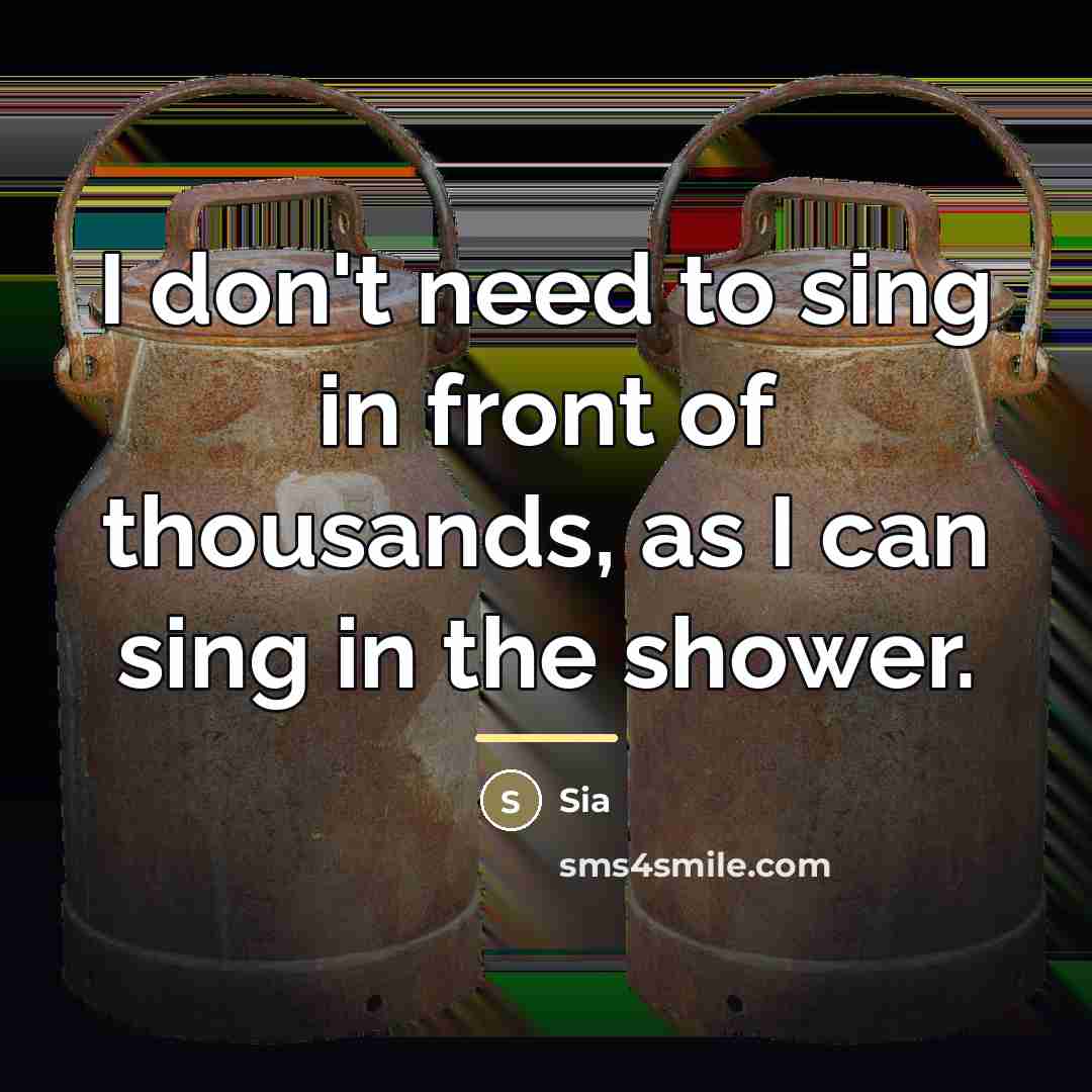 “I don't need to sing in front of thousands, as…” quote by Sia