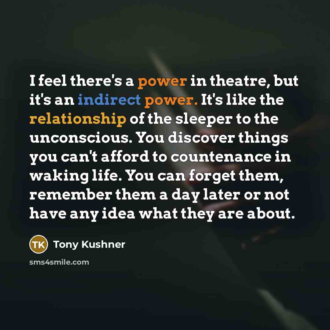 “I feel there's a power in theatre, but it's an…” quote by Tony Kushner