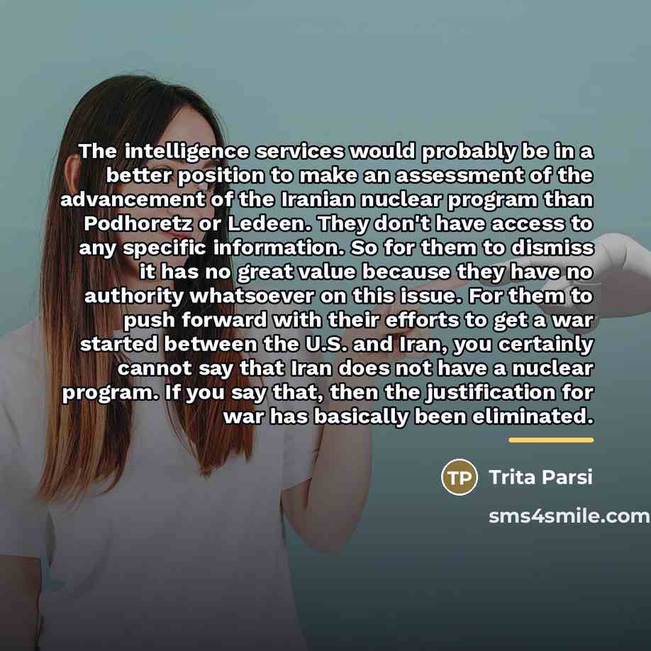 “The intelligence services would probably be in a better position…” quote by Trita Parsi
