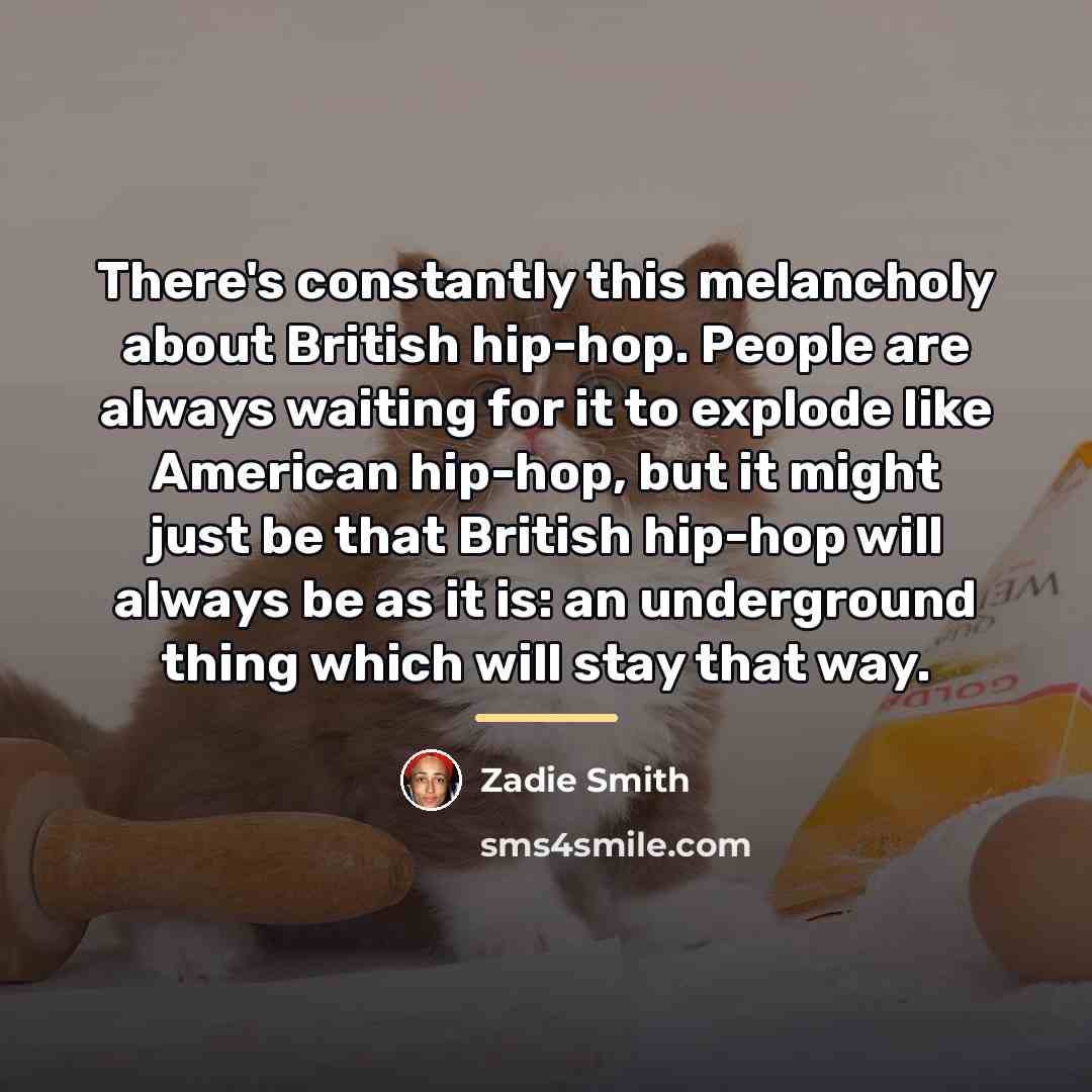 “There's constantly this melancholy about British hip-hop. People are always…” quote by Zadie Smith