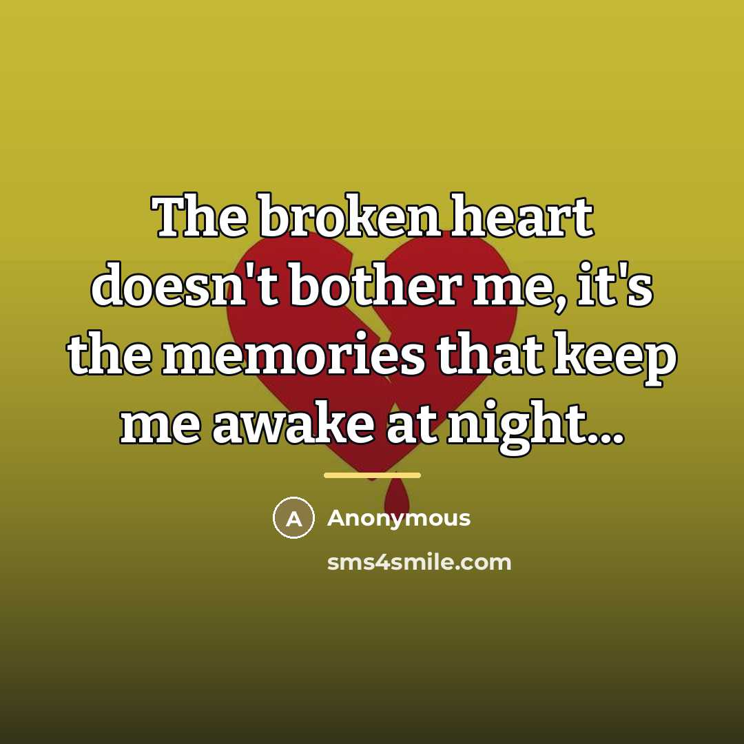 “The broken heart doesn't bother me, it's the memories that…” quote by Anonymous