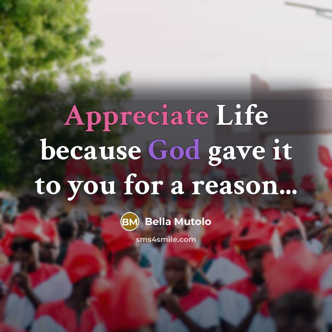 “Appreciate Life because God gave it to you for a reason...” quote by Bella Mutolo