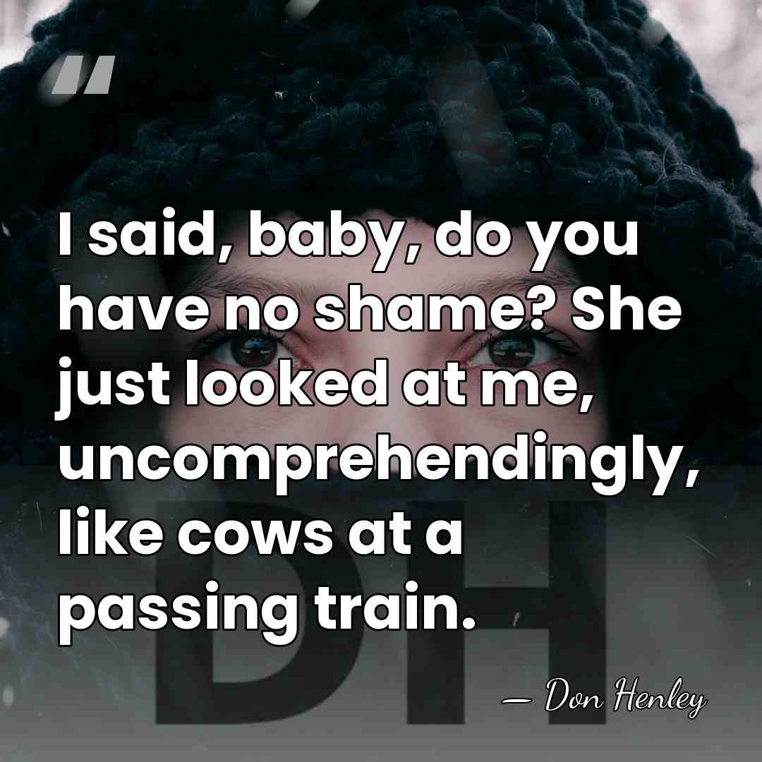 I said, baby, do you have no shame? She just looked at&hellip; - Don Henley