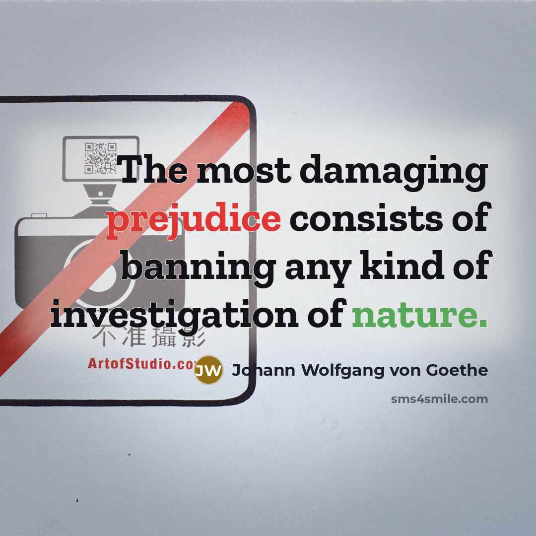 “The most damaging prejudice consists of banning any kind of investigation of nature.” quote by Johann Wolfgang von Goethe