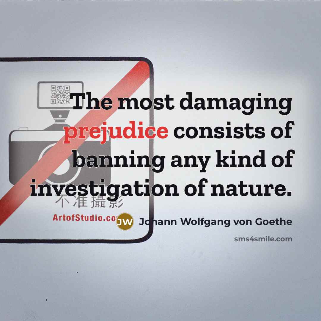 “The most damaging prejudice consists of banning any kind of…” quote by Johann Wolfgang von Goethe