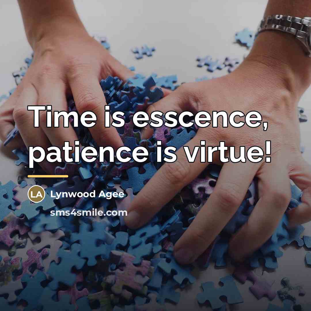 “Time is esscence, patience is virtue!…” quote by Lynwood Agee