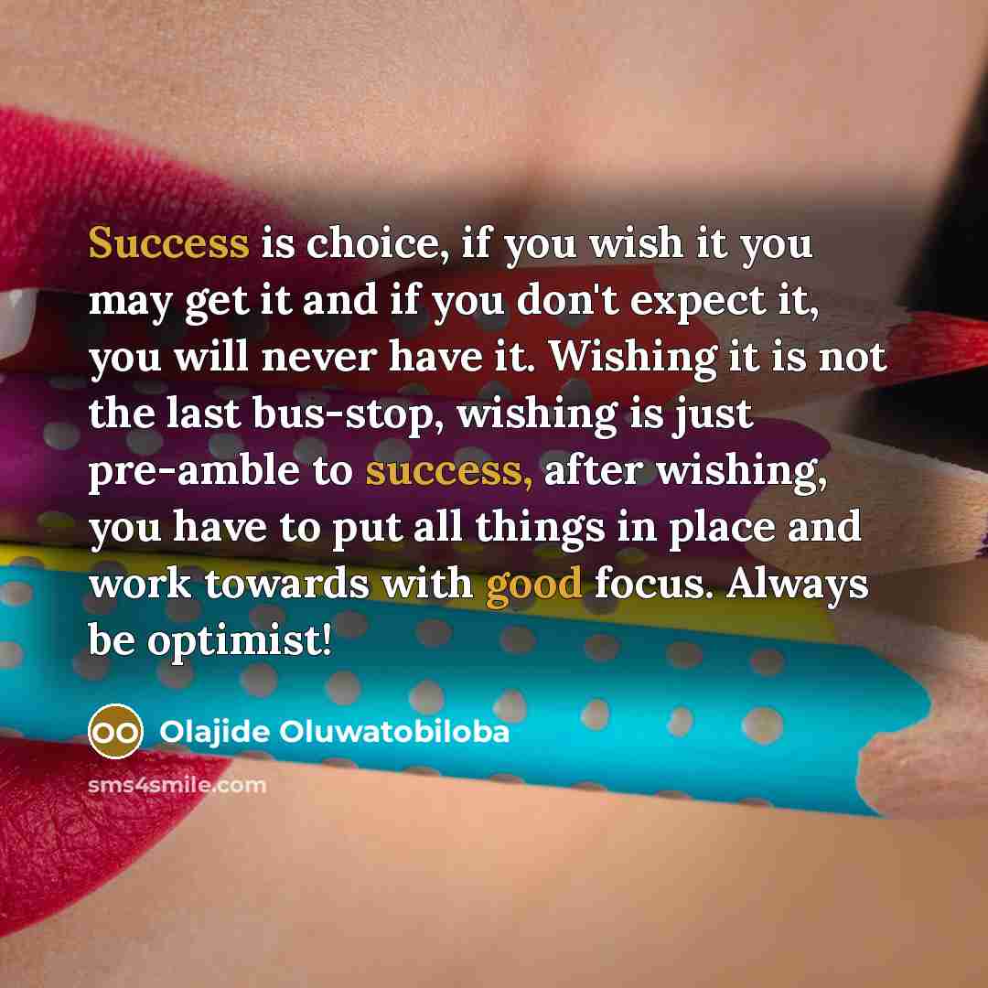 “Success is choice, if you wish it you may get…” quote by Olajide Oluwatobiloba