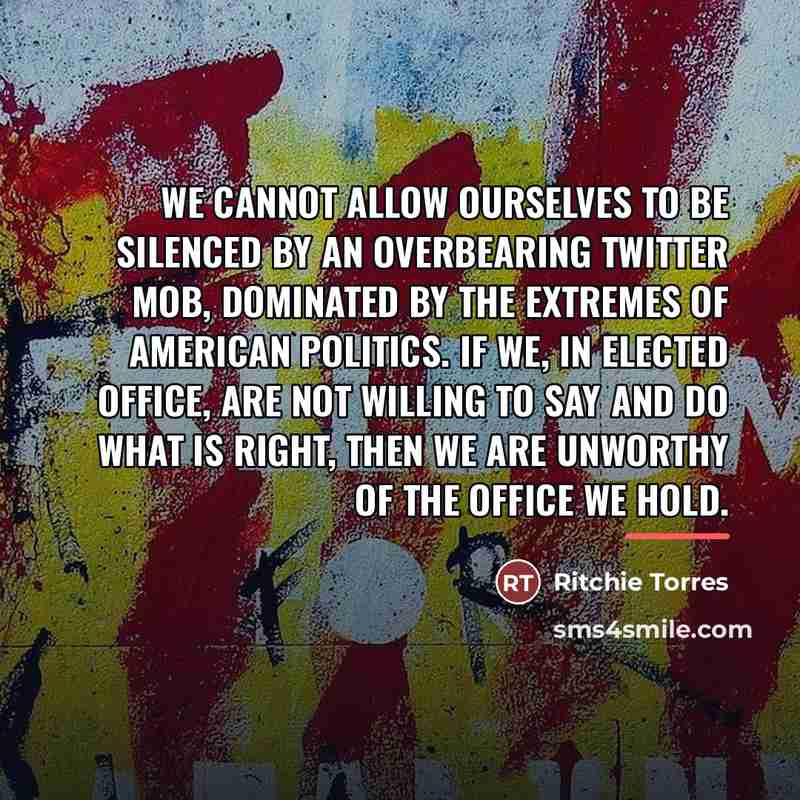 “We cannot allow ourselves to be silenced by an overbearing…” quote by Ritchie Torres