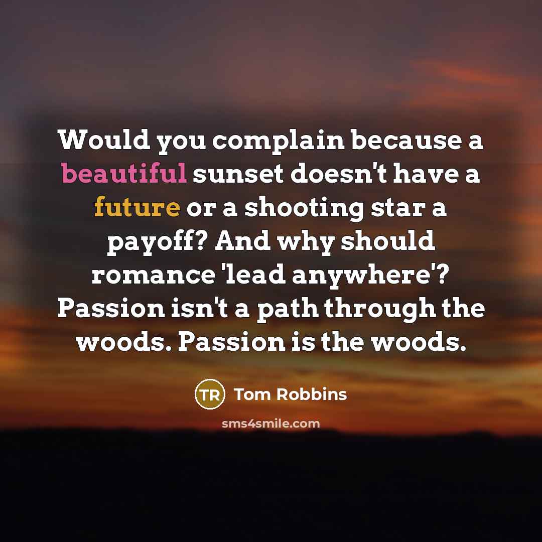 “Would you complain because a beautiful sunset doesn't have a…” quote by Tom Robbins