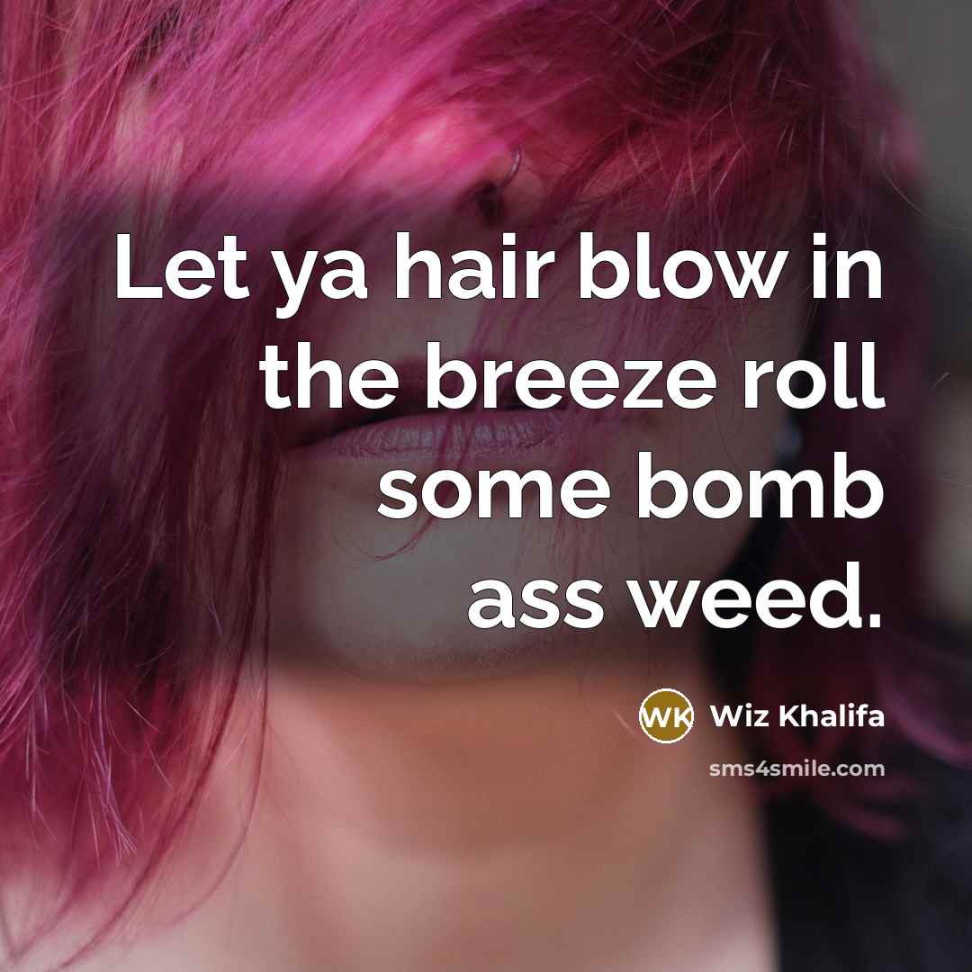 “Let ya hair blow in the breeze roll some bomb…” quote by Wiz Khalifa