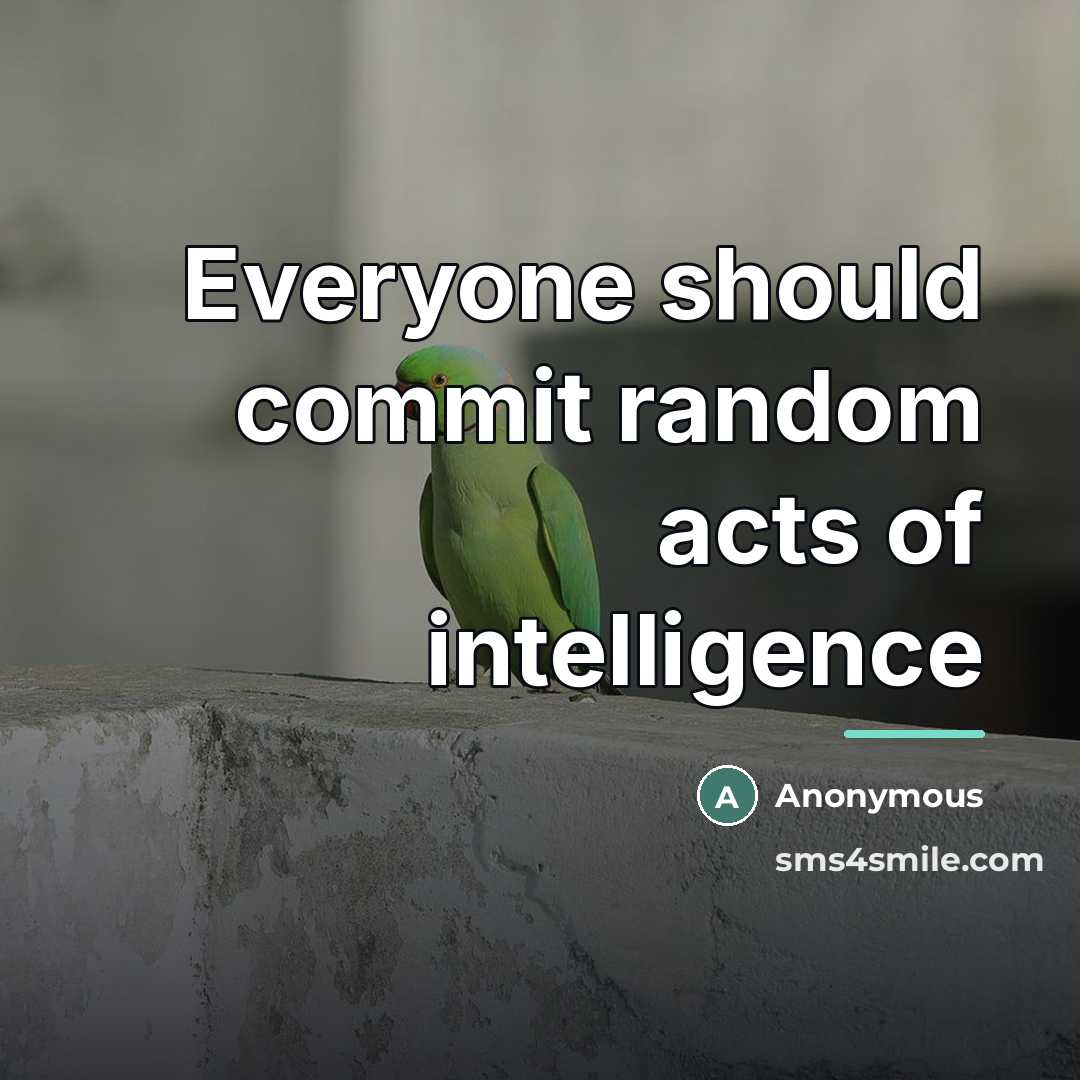 “Everyone should commit random acts of intelligence…” quote by Anonymous