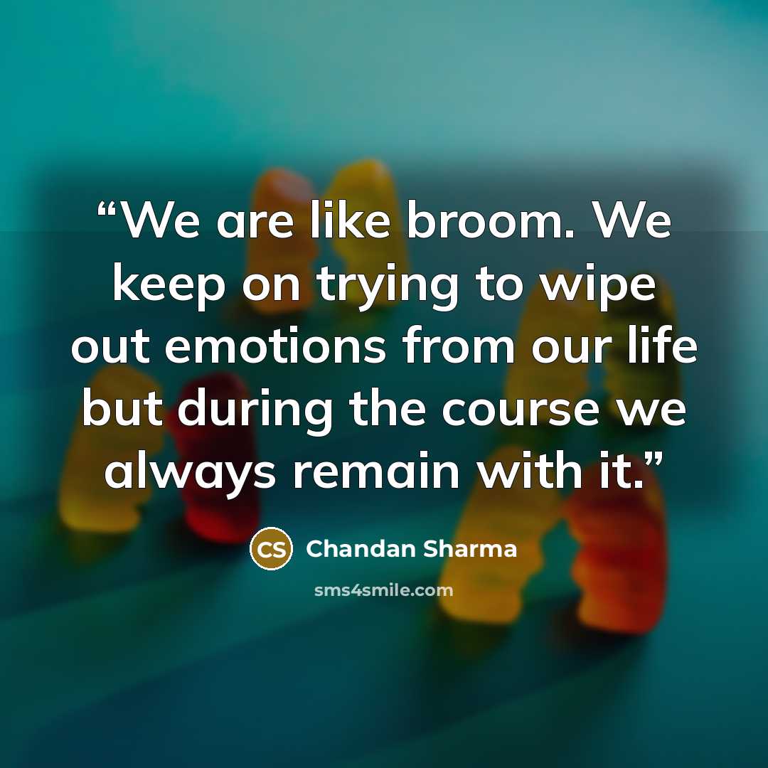 “We are like broom. We keep on trying to wipe out emotions from our life but during the course we always remain with it.” quote by Chandan Sharma