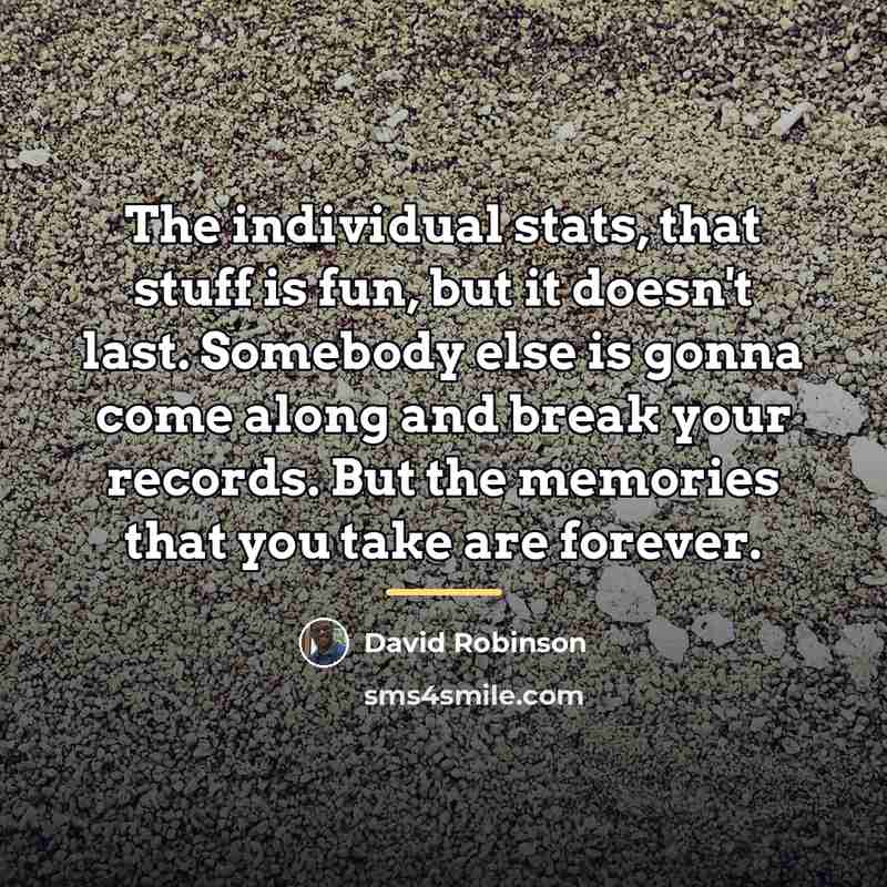 “The individual stats, that stuff is fun, but it doesn't…” quote by David Robinson