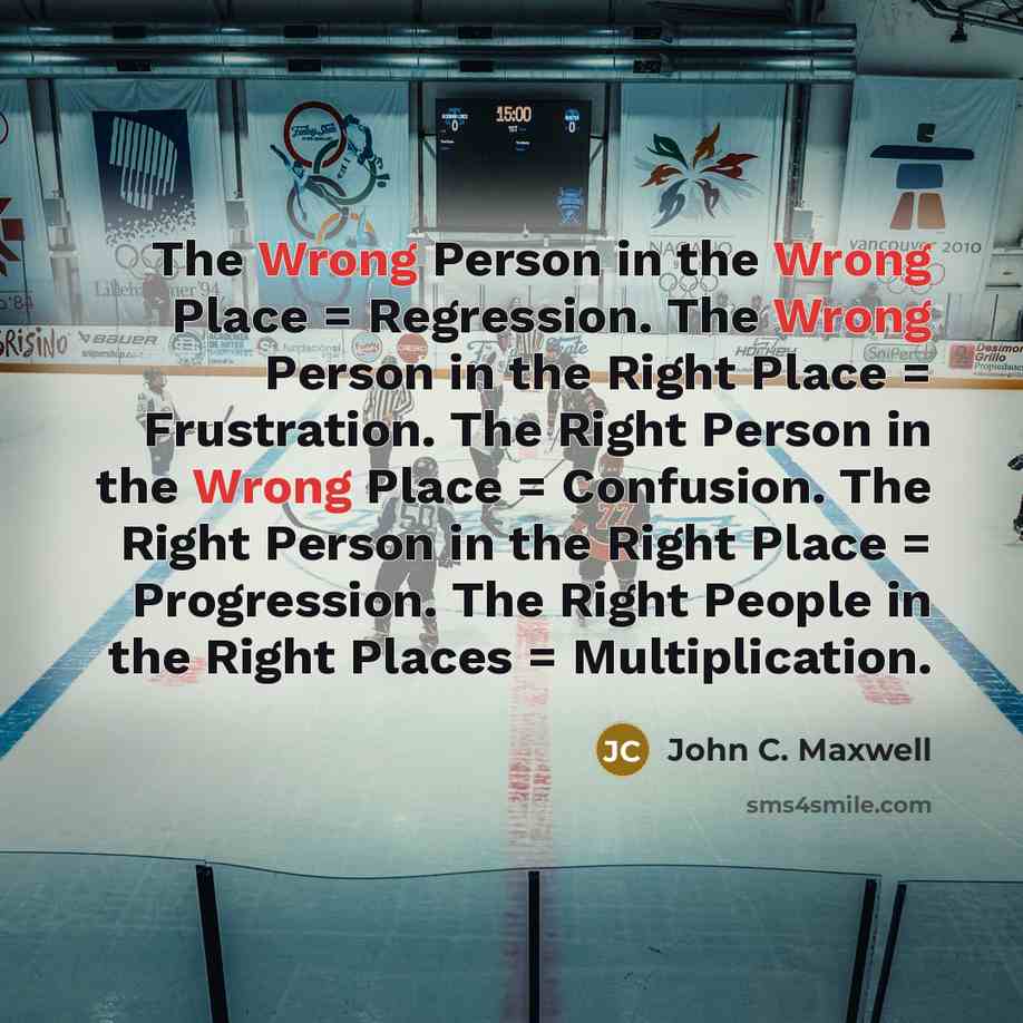 “The Wrong Person in the Wrong Place = Regression. The…” quote by John C. Maxwell