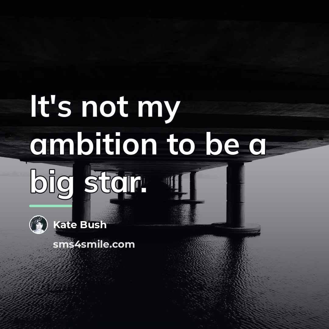 “It's not my ambition to be a big star.…” quote by Kate Bush