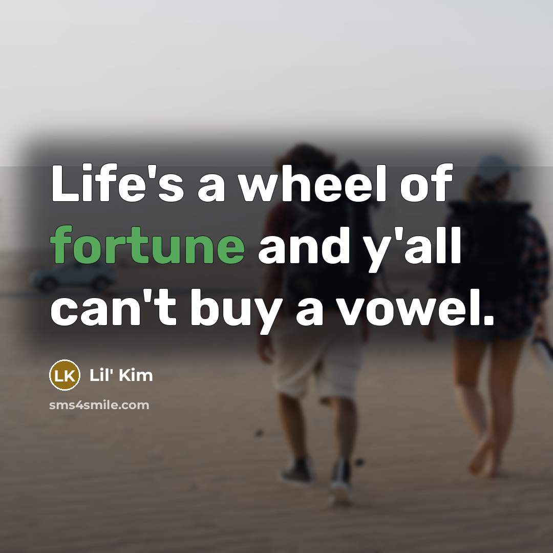 “Life's a wheel of fortune and y'all can't buy a…” quote by Lil' Kim