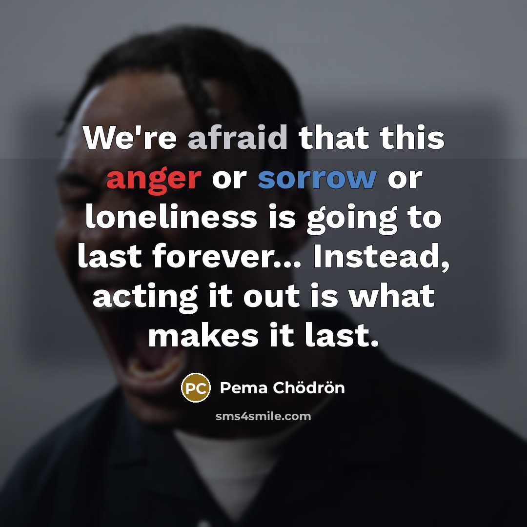 “We're afraid that this anger or sorrow or loneliness is…” quote by Pema Chodron