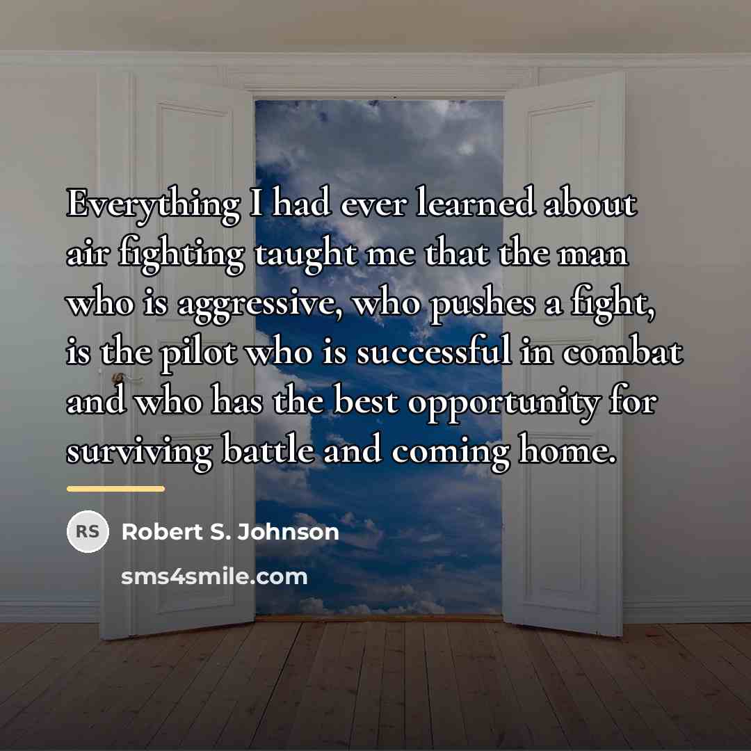“Everything I had ever learned about air fighting taught me…” quote by Robert S. Johnson