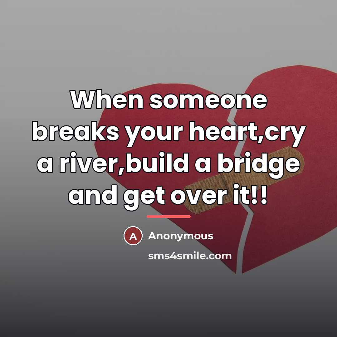 “When someone breaks your heart,cry a river,build a bridge and…” quote by Anonymous