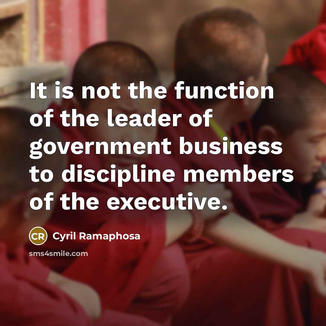 “It is not the function of the leader of government…” quote by Cyril Ramaphosa