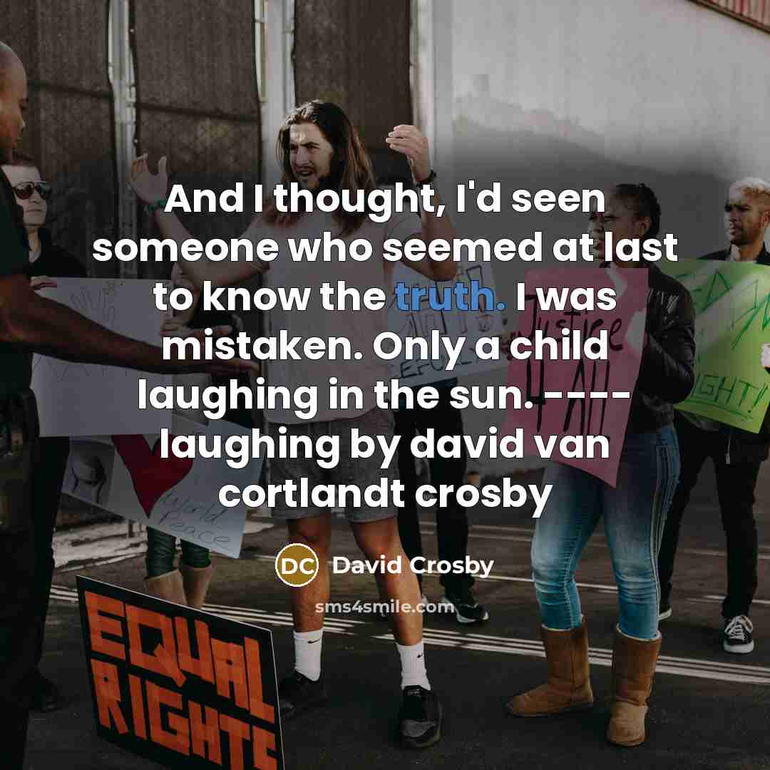 “And I thought, I'd seen someone who seemed at last…” quote by David Crosby
