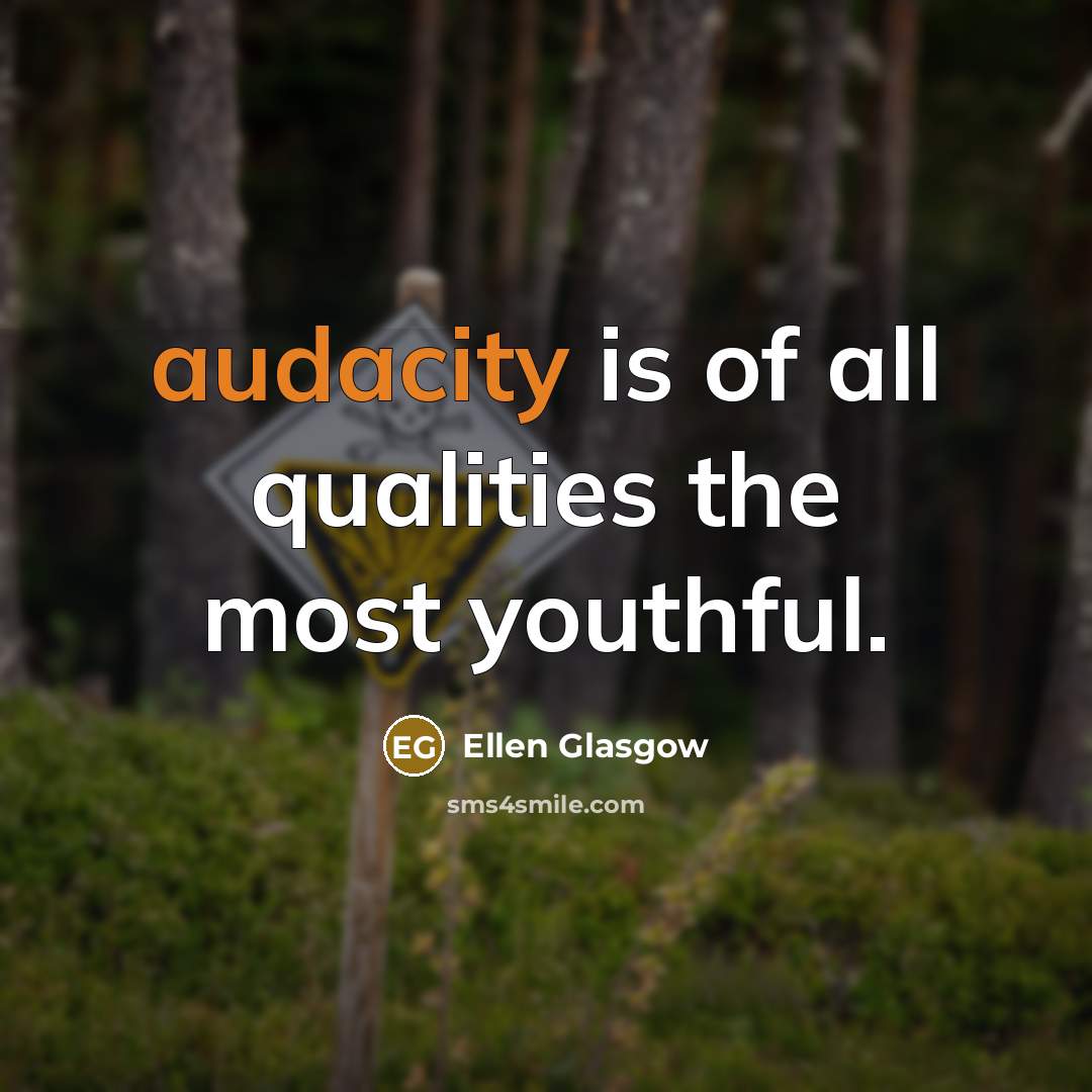 “audacity is of all qualities the most youthful.…” quote by Ellen Glasgow