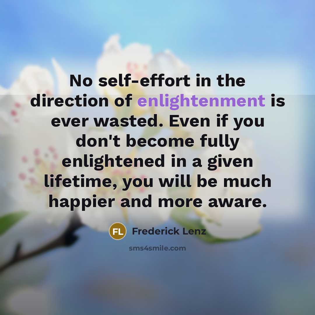 “No self-effort in the direction of enlightenment is ever wasted.…” quote by Frederick Lenz
