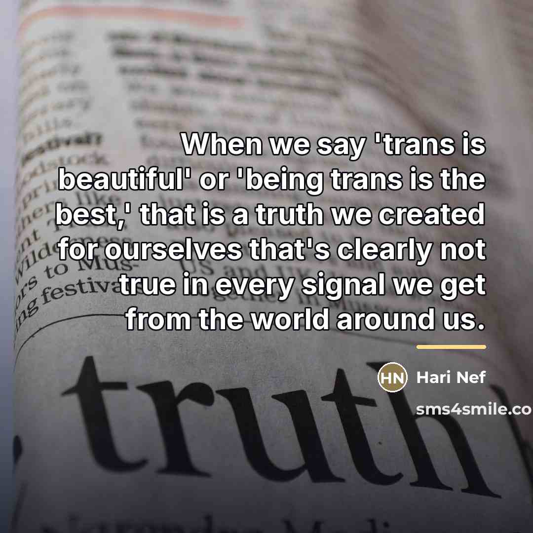 “When we say 'trans is beautiful' or 'being trans is…” quote by Hari Nef