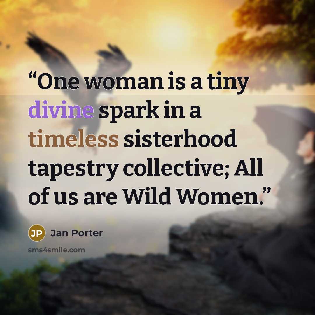 “One woman is a tiny divine spark in a timeless sisterhood tapestry collective; All of us are Wild Women.” quote by Jan Porter